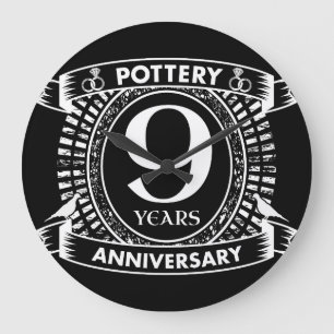 Grande Horloge Ronde 9ème anniversaire de mariage céramique