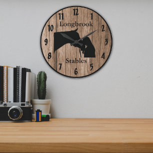 Grande Horloge Ronde A Horses Love 4 Bois-Barres Personnalisables
