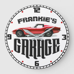 Grande Horloge Ronde A personnalisé VOTRE garage NOMMÉ de voiture de