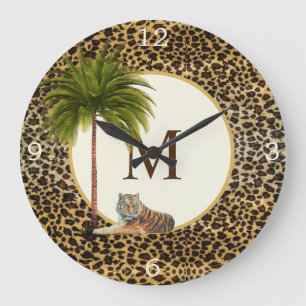 Grande Horloge Ronde A Tigre Leopard Pattern monogram