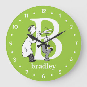 Grande Horloge Ronde ABC du Dr Seuss : Lettre B - Blanc Ajouter Votre