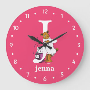 Grande Horloge Ronde ABC du Dr Seuss : Lettre J - Blanc Ajouter Votre