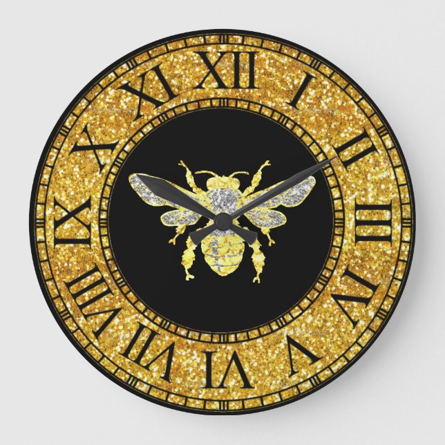 Grande Horloge Ronde Abee de miel en or et argent (Recto)