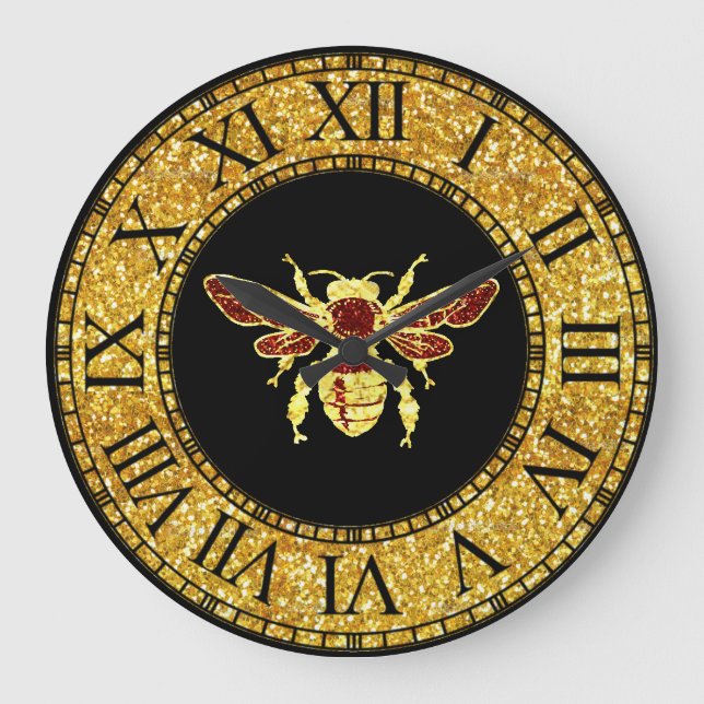 Grande Horloge Ronde Abee de miel en or et rouge (Recto)