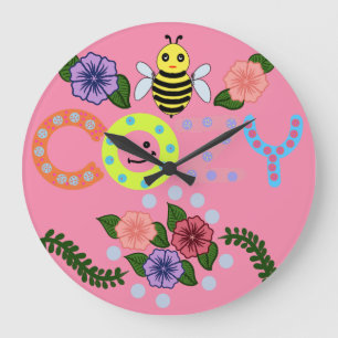 Grande Horloge Ronde Abeille Cosy Joli Floral Abeille Blague Cottagecor