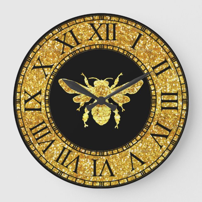 Grande Horloge Ronde Abeille de miel en or (Recto)