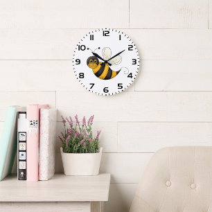 Grande Horloge Ronde Abeille Souriante Personnage de Bourdon Amusant