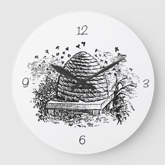 Grande Horloge Ronde Abeilles de miel de ruche vintage (Recto)