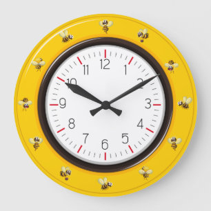 Grande Horloge Ronde Abeilles de miel mignonnes