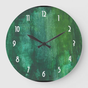 Grande Horloge Ronde Abrégé sur vert-foncé aquarelle