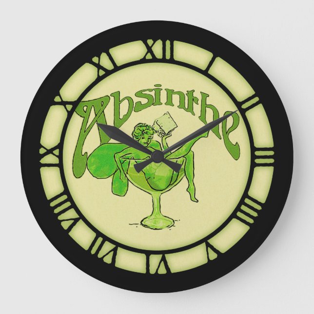 Grande Horloge Ronde Absinthe Fairy Dans Le Verre (Recto)