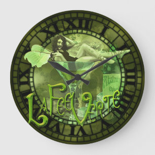 Grande Horloge Ronde Absinthe Girl In Glass Collage