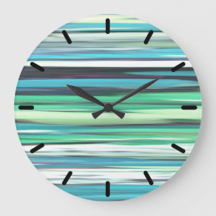 Grande Horloge Ronde Abstract #2: Aqua blue green blur