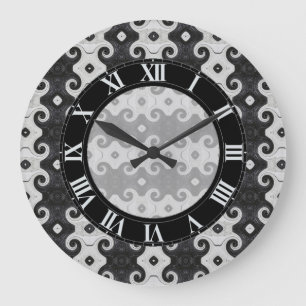Grande Horloge Ronde Abstract Diamond Eye Curls Pattern Wall Clock
