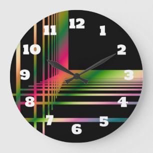 Grande Horloge Ronde Abstract Fractal Lines and Crosses