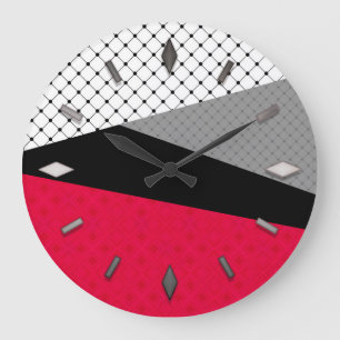 Grande Horloge Ronde abstract, geometric, élégant, colorful, polygonal,