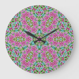 Grande Horloge Ronde Abstract modern mosaic kaleidoscopic