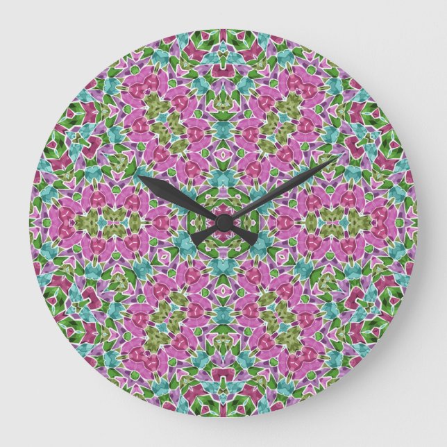 Grande Horloge Ronde Abstract modern mosaic kaleidoscopic (Recto)