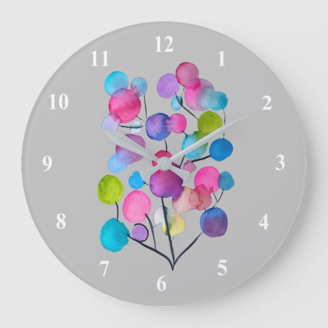 Grande Horloge Ronde Abstract rose Summer Tree art (Recto)