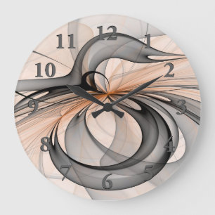 Grande Horloge Ronde Abstrait Anthracite Grey Sienna Art moderne fracta