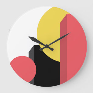 Grande Horloge Ronde Abstrait, coloré, moderne, simple, dynamique