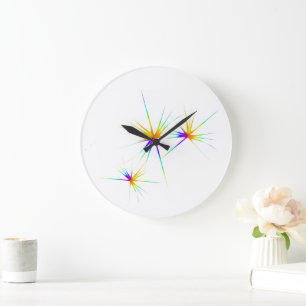 Grande Horloge Ronde Abstrait feu d'artifice coloré