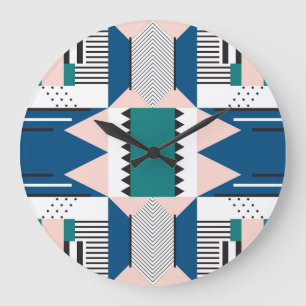 Grande Horloge Ronde Abstrait moderne : Style géométrique sans couture