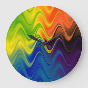 Grande Horloge Ronde Abstrait Multicolore Ondulé