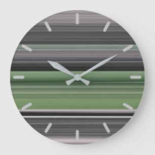 Grande Horloge Ronde Abstrait n° 1 : vert olive et gris