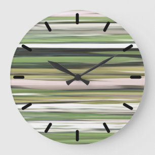 Grande Horloge Ronde Abstrait n° 2 : Flou vert olive