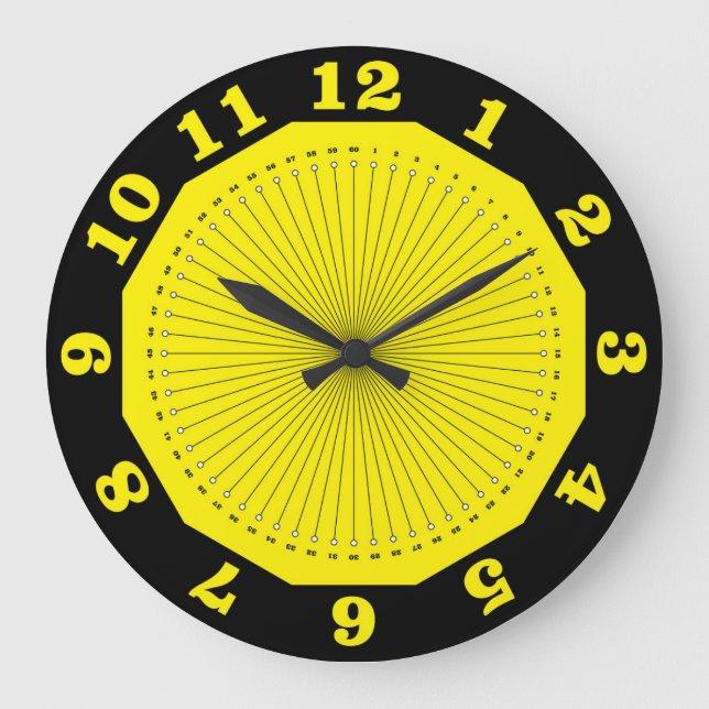 Grande Horloge Ronde abstrait noir jaune (Recto)
