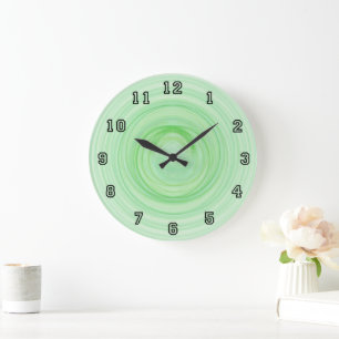 Grande Horloge Ronde Abstrait Ombre vert Spirales contemporaines