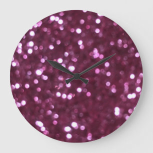 Grande Horloge Ronde Abstrait rose, lumières déconcentrées bokeh.