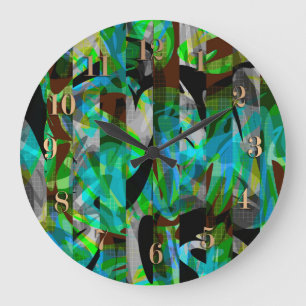 Grande Horloge Ronde Abstrait sans couture brosse trait moderne multico