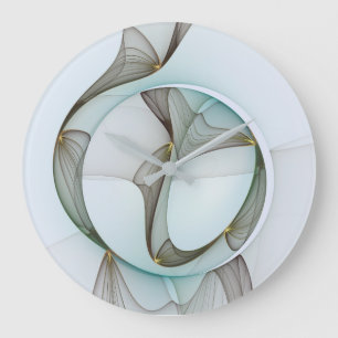 Grande Horloge Ronde Abstrait Turquoise Brown Gold Elegance