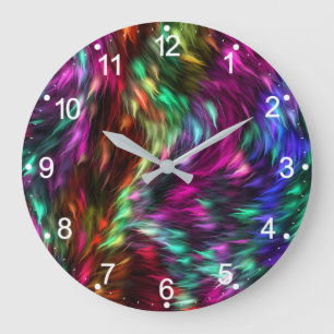 Grande Horloge Ronde Abstraite fourrure colorée Arrière - plan prismati