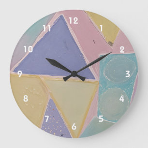 Grande Horloge Ronde Abstraits Sérènes : Un Rêve Pastel