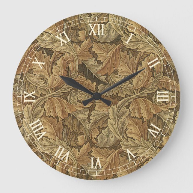 Grande Horloge Ronde Acanthus Feuilles de William Morris, Antique Texti (Recto)
