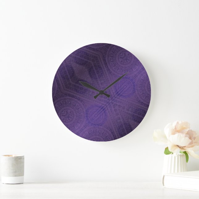 Grande Horloge Ronde Acceptation | Médaillons de méditation violette (Maison)