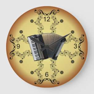 Grande Horloge Ronde Accordéon Musical Scroll