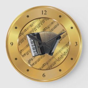 Grande Horloge Ronde Accordion~Sheet Music~Gold Background~Unique~
