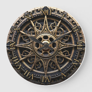 Grande Horloge Ronde Accueil Décor Volant en bois Vintage bateau