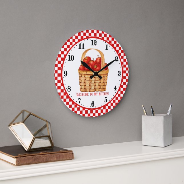 Grande Horloge Ronde accueil mignon Pays pomme cuisine ajouter du texte (Bureau)