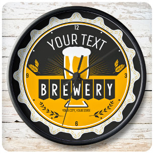 Grande Horloge Ronde Accueil personnalisé Brasserie artisanale bar à bi