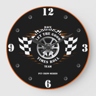 Grande Horloge Ronde Accueil Wall Timepiece Sports Voiture Racing Pit C