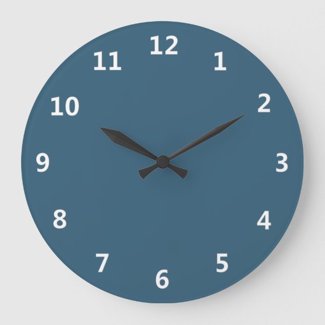 Grande Horloge Ronde Acier Bleu Uni (Recto)