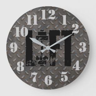 Grande Horloge Ronde Acier en tôle de diamant LIFT