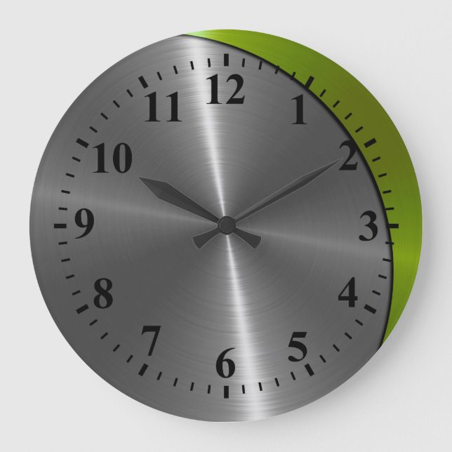 Grande Horloge Ronde Acier inoxydable en métal Look Déco 2 (Recto)