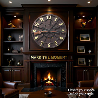 Grande Horloge Ronde Action de boulon Chic Radial Bois