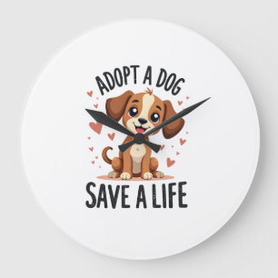 Grande Horloge Ronde Adopter un chien sauve une vie Vintage chiot migno